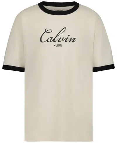 Calvin Klein Kids' Boys' 8-20 Ringer Short-sleeve T-shirt In Neutral