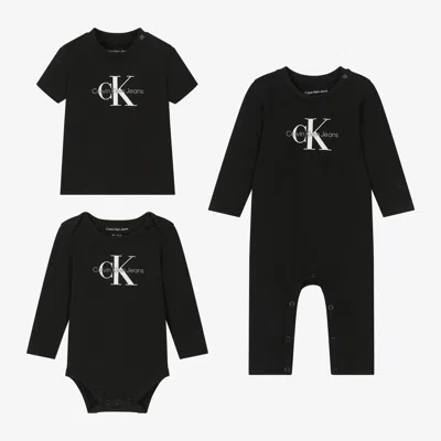 Calvin Klein Boys Black Cotton Babysuit Set