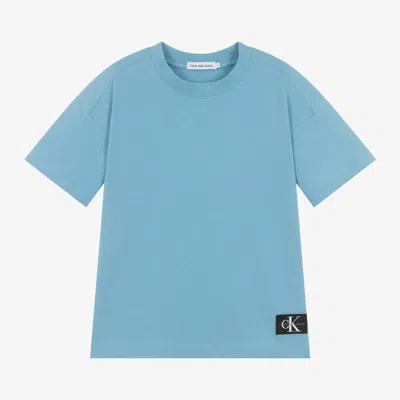 Calvin Klein Kids' Boys Blue Cotton Piqué Label T-shirt
