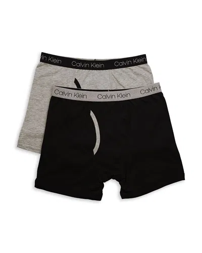 Calvin Klein Boys' Boxer Briefs, 2 Pack - Big Kid In Black/heather Gray
