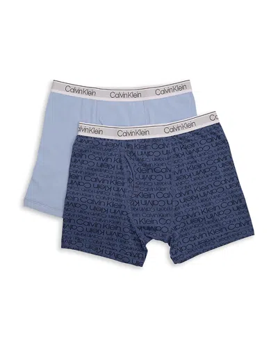 Calvin Klein Boys' Boxer Briefs, 2 Pack - Big Kid In Ck Logo Blue