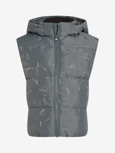 Calvin Klein Kids'  Boys City Grid Jacquard Gilet In Grey
