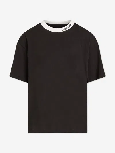 Calvin Klein Kids' Boys Embroidered Tape T-shirt In Black