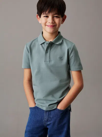 Calvin Klein Boys Essential Polo Shirt In Green