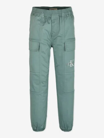 Calvin Klein Kids' Boys Essential Woven Cargo Trousers In Green