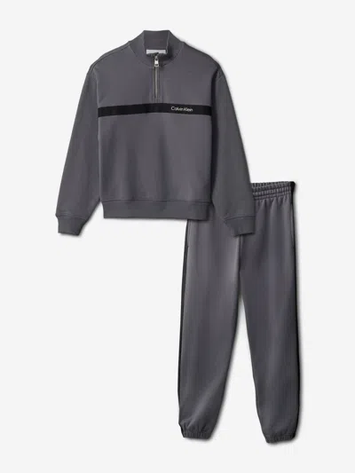 Calvin Klein Babies'  Boys Half Zip Tape Tracksuit In Blue