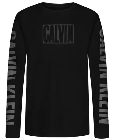 Calvin Klein Kids' Boys' Impact Long-sleeve Cotton Graphic T-shirt, Created For Macy's In Black