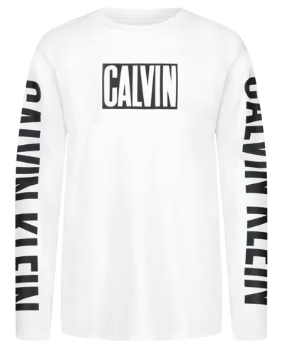 Calvin Klein Kids' Boys' Impact Long-sleeve Cotton Graphic T-shirt, Created For Macy's In White