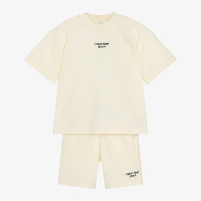 Calvin Klein Kids' Boys Ivory Cotton Shorts Set