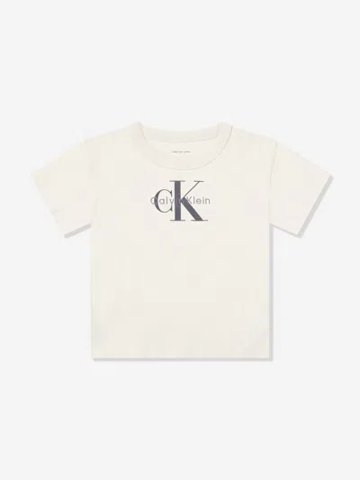 Calvin Klein Babies'  Boys Light Monologo T-shirt In White