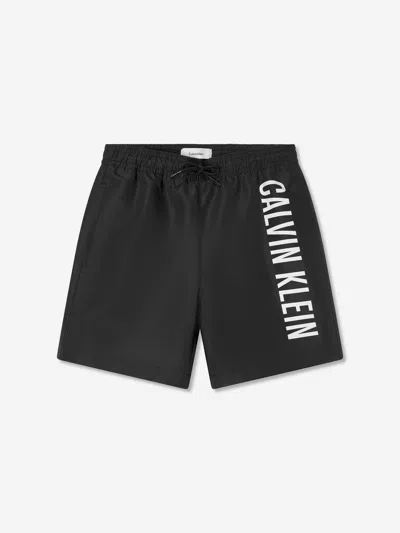 Calvin Klein Boys Logo Swim Shorts In Black