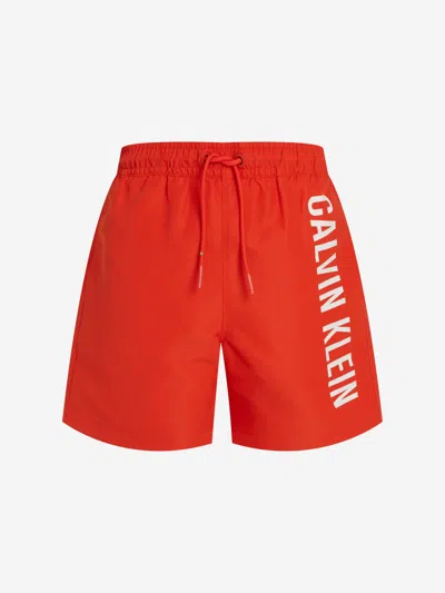 Calvin Klein Kids'  Boys Logo Swim Shorts In Red