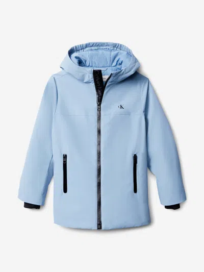 Calvin Klein Kids'  Boys Nylon Technical Hooded Jacket In Blue