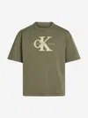 Calvin Klein Embroidered-logo T-shirt In Green