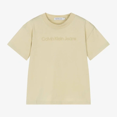 Calvin Klein Kids' Boys Pale Green Cotton T-shirt
