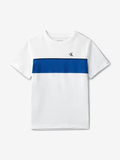 Calvin Klein Babies'  Boys Panel Colourblock T-shirt In White