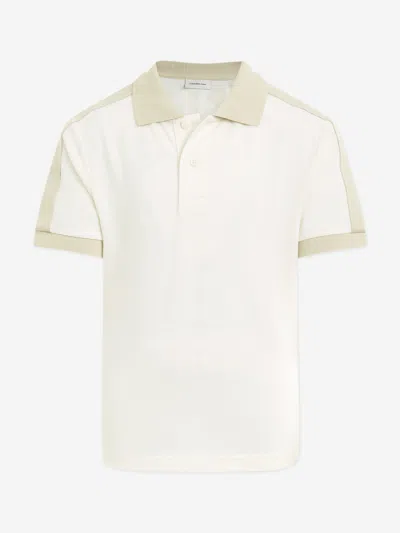 Calvin Klein Boys Pique Tape Polo Shirt In Beige