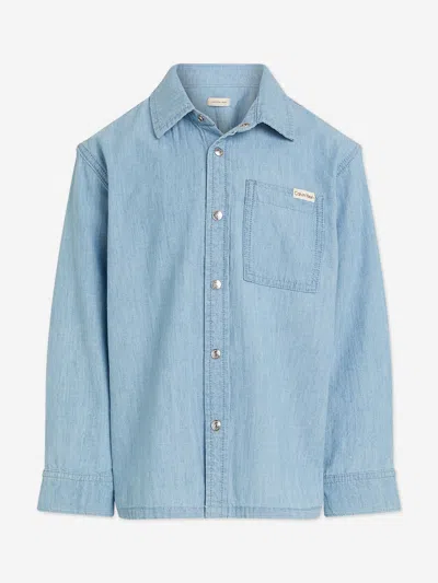 Calvin Klein Kids' Boys Relaxed Chambray Shirt In Blue