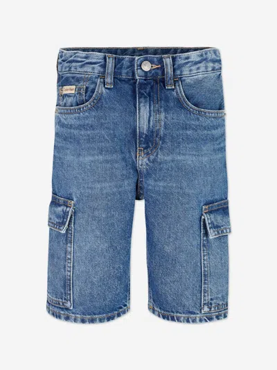 Calvin Klein Boys Relaxed Denim Cargo Shorts