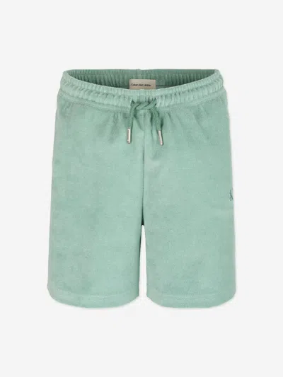 Calvin Klein Boys Towelling Texture Shorts In Green