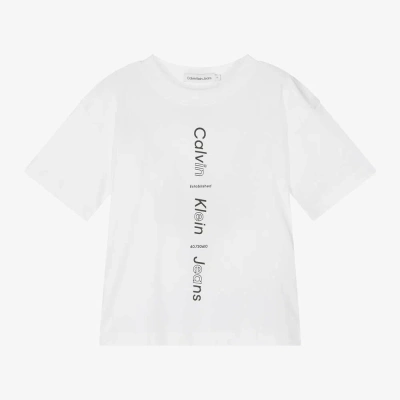 Calvin Klein Kids' Boys White Cotton T-shirt