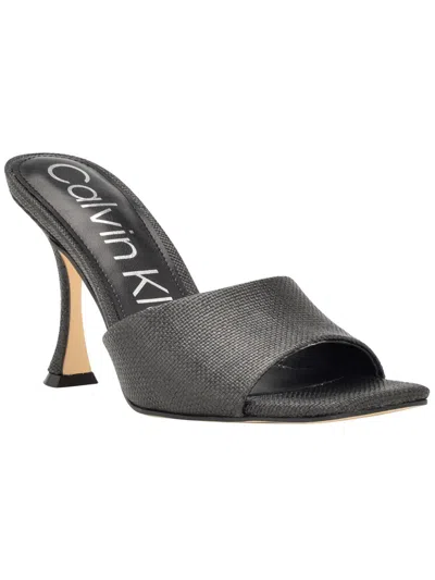 Calvin Klein Bradon Womens Canvas Slip On Heels In Black