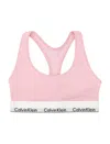 Calvin Klein Womens Buff Pink Icon Branded Stretch-cotton Blend Bralette In Pink