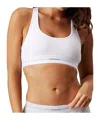 Calvin Klein Lightly Lined Rib Logo Bralette In White