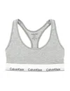 Calvin Klein Cotton Logo Racerback Bralette Icon In Grey