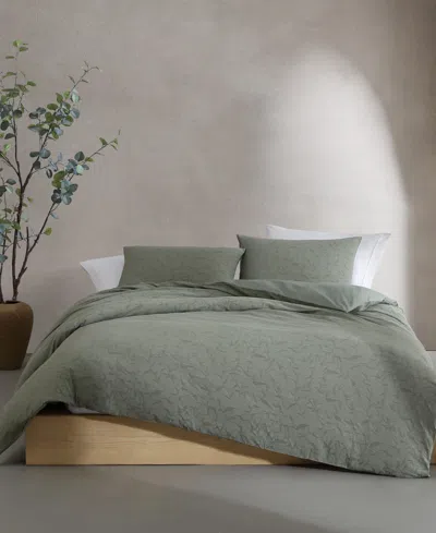Calvin Klein Branching Leaves Cotton Jacquard 3-pc. Comforter Set, King In Moss