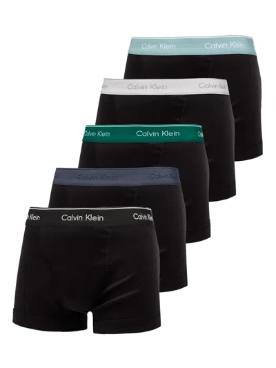 Calvin Klein Branded Waistband Boxer Shorts (pack Of Five) In Black