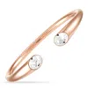 Calvin Klein Brilliant Rose Gold Pvd-plated Stainless Steel White Crystal Open Bangle Bracelet In Multi