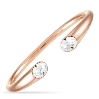 Calvin Klein Brilliant Rose Gold Pvd-plated Stainless Steel White Crystal Open Bangle Bracelet