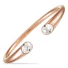 Calvin Klein Brilliant Rose Gold Pvd-plated Stainless Steel White Crystal Open Bangle Bracelet In Multi