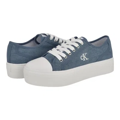 Calvin Klein Brinle Sneakers Blue Denim Lace Up Platform Shoes Hawk516 In Multi