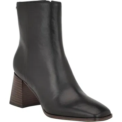 Calvin Klein Broma Boots Women's Black Leather Block Heel Ankle Bootie Lion135