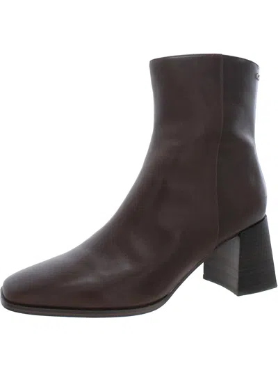 Calvin Klein Broma Womens Leather Booties In Brown