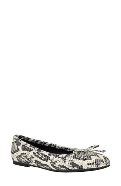 Calvin Klein Bronte Ballet Flat In Blk/white Snake