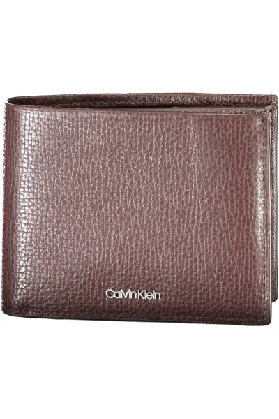 Calvin Klein Brown Leather Wallet In Black