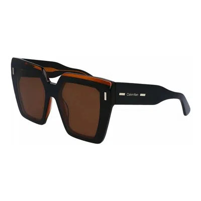 Calvin Klein Brown Square Ladies Sunglasses Ck23502s 002 52 In Black