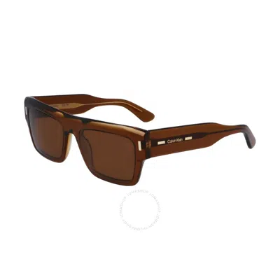 Calvin Klein Brown Square Unisex Sunglasses Ck23504s 200 55 In Gray