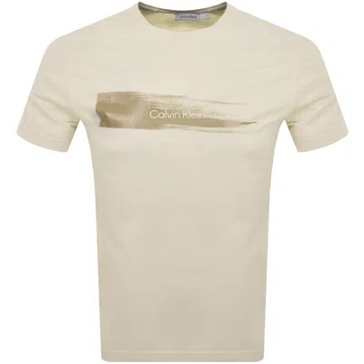 Calvin Klein Brush Logo T Shirt Beige In Neutral