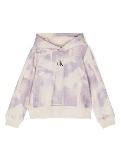 Calvin Klein Kids' Brush Stroke-print Hoodie In 中性色