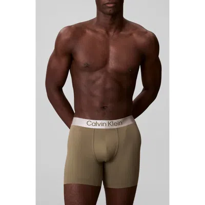 Calvin Klein Brushed Microfiber Jersey Boxer Briefs In Green