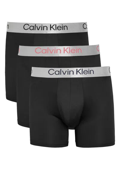 Calvin Klein Brushed Microfibre Stretch-jersey Boxer Briefs In Black