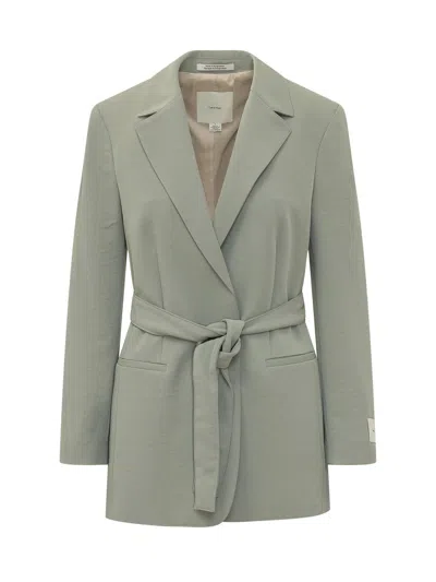 Calvin Klein Bthezer Mini Blazer With Belt And Rever In Gray