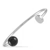 Calvin Klein Bubbly Stainless Steel Onyx Open Bangle Bracelet In Multi
