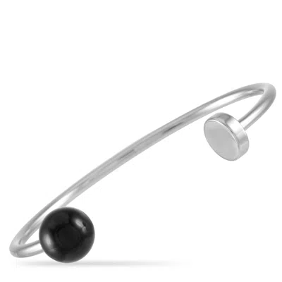 Calvin Klein Bubbly Stainless Steel Onyx Open Bangle Bracelet In Multi
