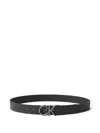 Calvin Klein Buckle Leather Belt In Black