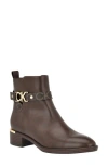 Calvin Klein Buckle Strap Bootie In Brown